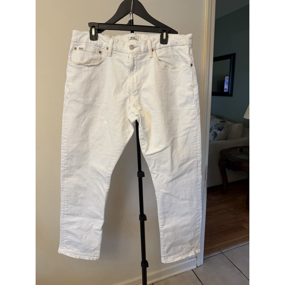 Polo Ralph Lauren Hampton Relaxed Straight Jeans Men 36x32 White LowStretch